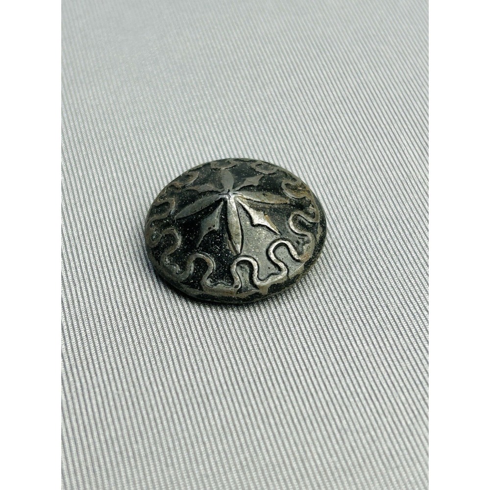 Antique Metal‎ Black & Silver Tone Pointed Dome Button